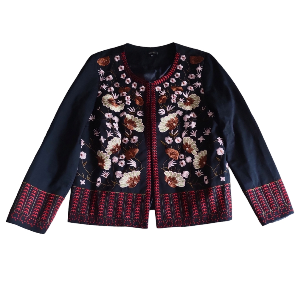 Floryday Size Medium Floral Embroidered Jacket